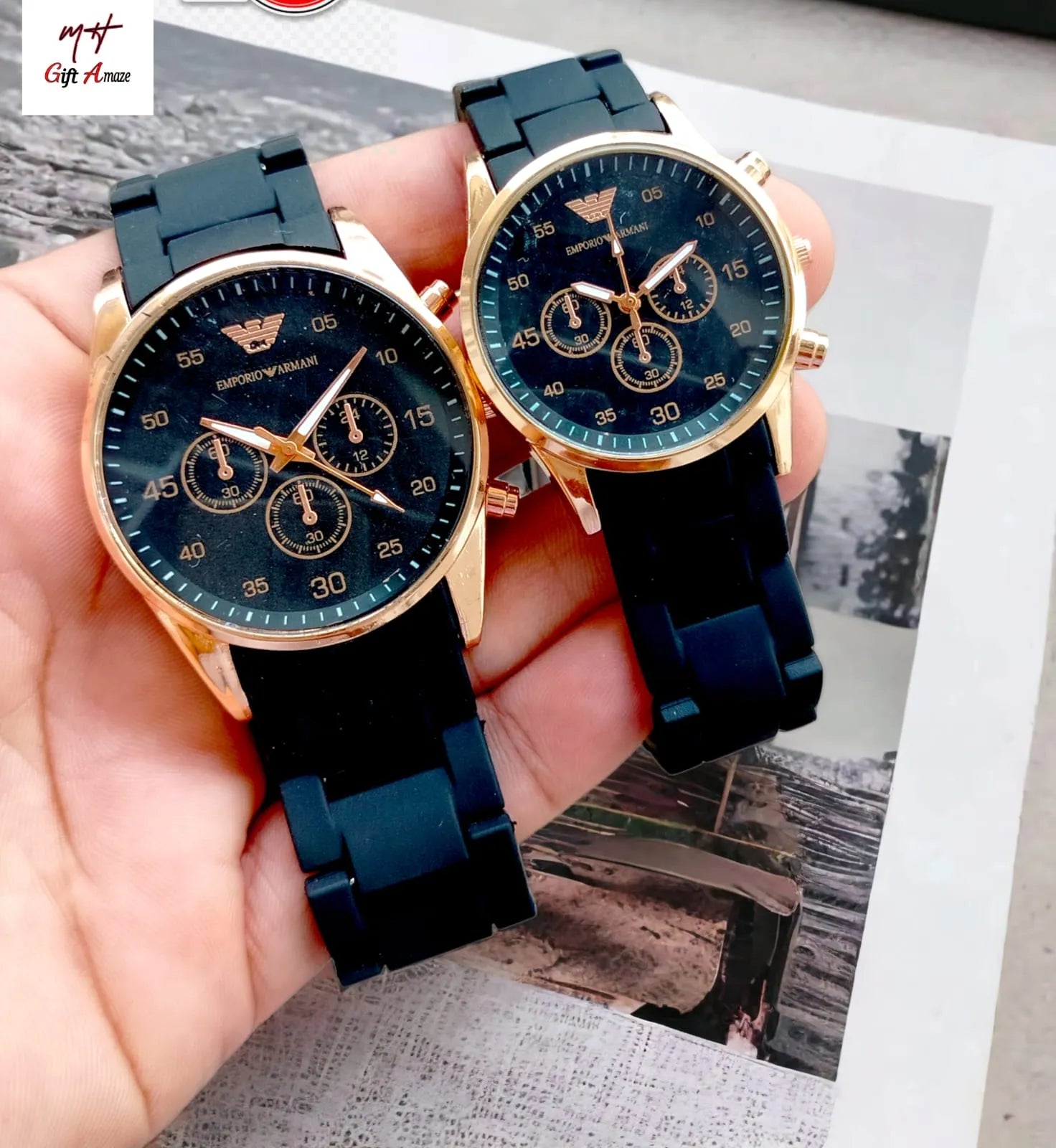 Couple Watch Rubber Chain Strap Puch Button Lock - My Store