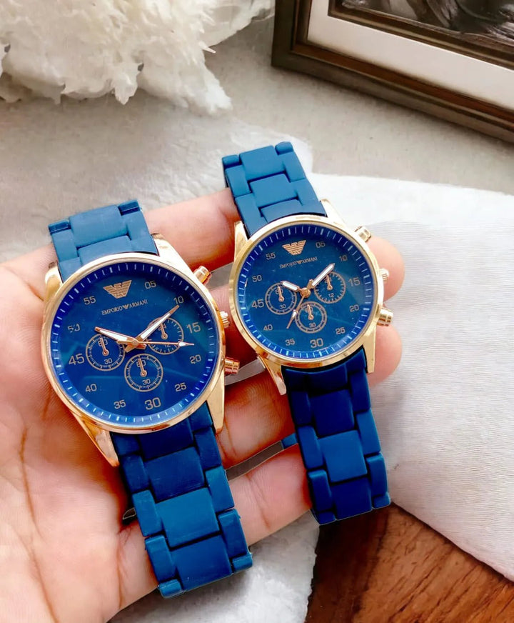 Couple Watch Rubber Chain Strap Puch Button Lock - My Store
