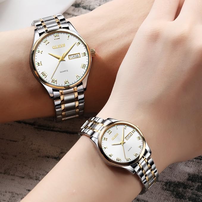 Two Tone White Axiom Couple Watch - My Store
