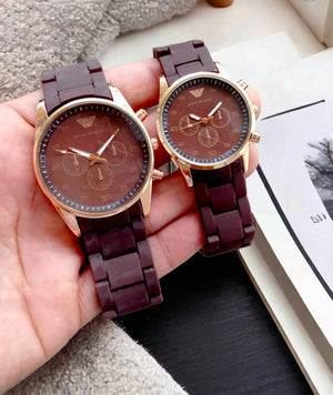 Couple Watch Rubber Chain Strap Puch Button Lock - My Store